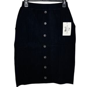 Zyia NEW Large Black Tribeca Knit‎ Sweater Knee Length Skirt with Faux Buttons